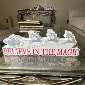 Holiday Decor Sign with Silver and Red Accents